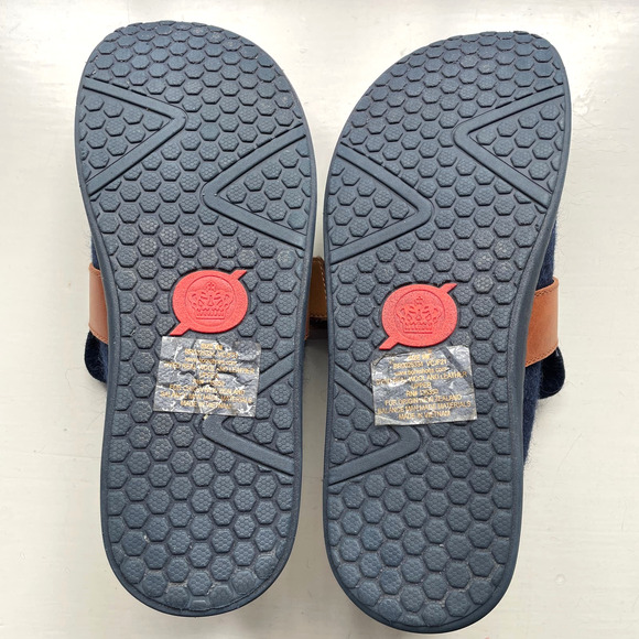 Born Women's Lia Clogs Sz 9 Slip On Shoes Slides Navy Blue Felted Wool & Leather - Picture 7 of 7
